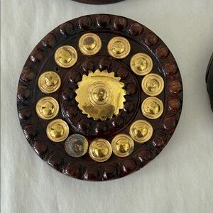 Vintage 4 Gold Metal and Wood Coasters